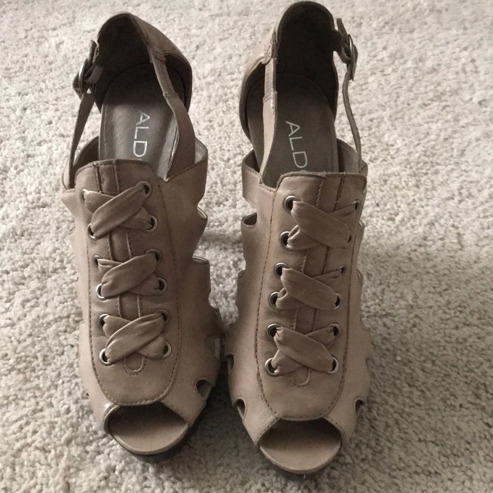 Aldo tan platform heels